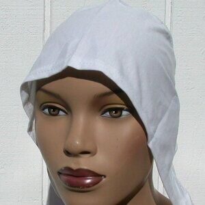 White Cotton Tie Back Bonnet